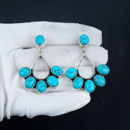 Turquoise Sterling Silver Boho Earrings