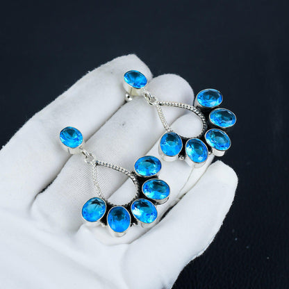 Swiss Blue Topaz Gemstone Earrings
