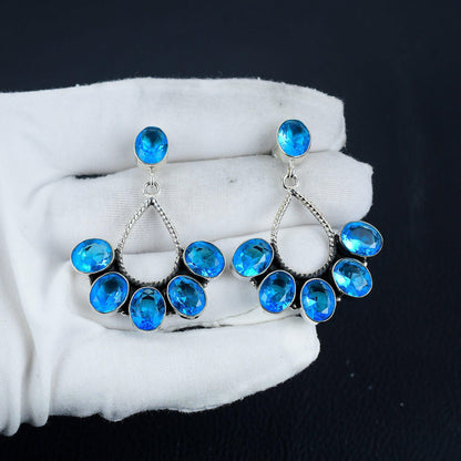 Swiss Blue Topaz Gemstone Earrings