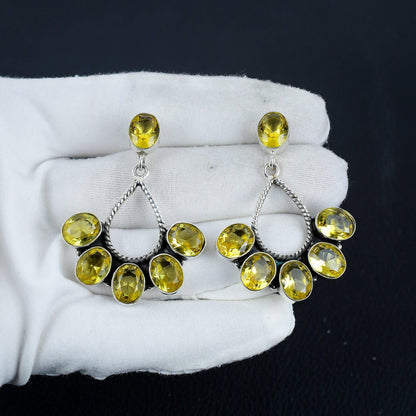 Yellow Citrine Gemstone Earrings