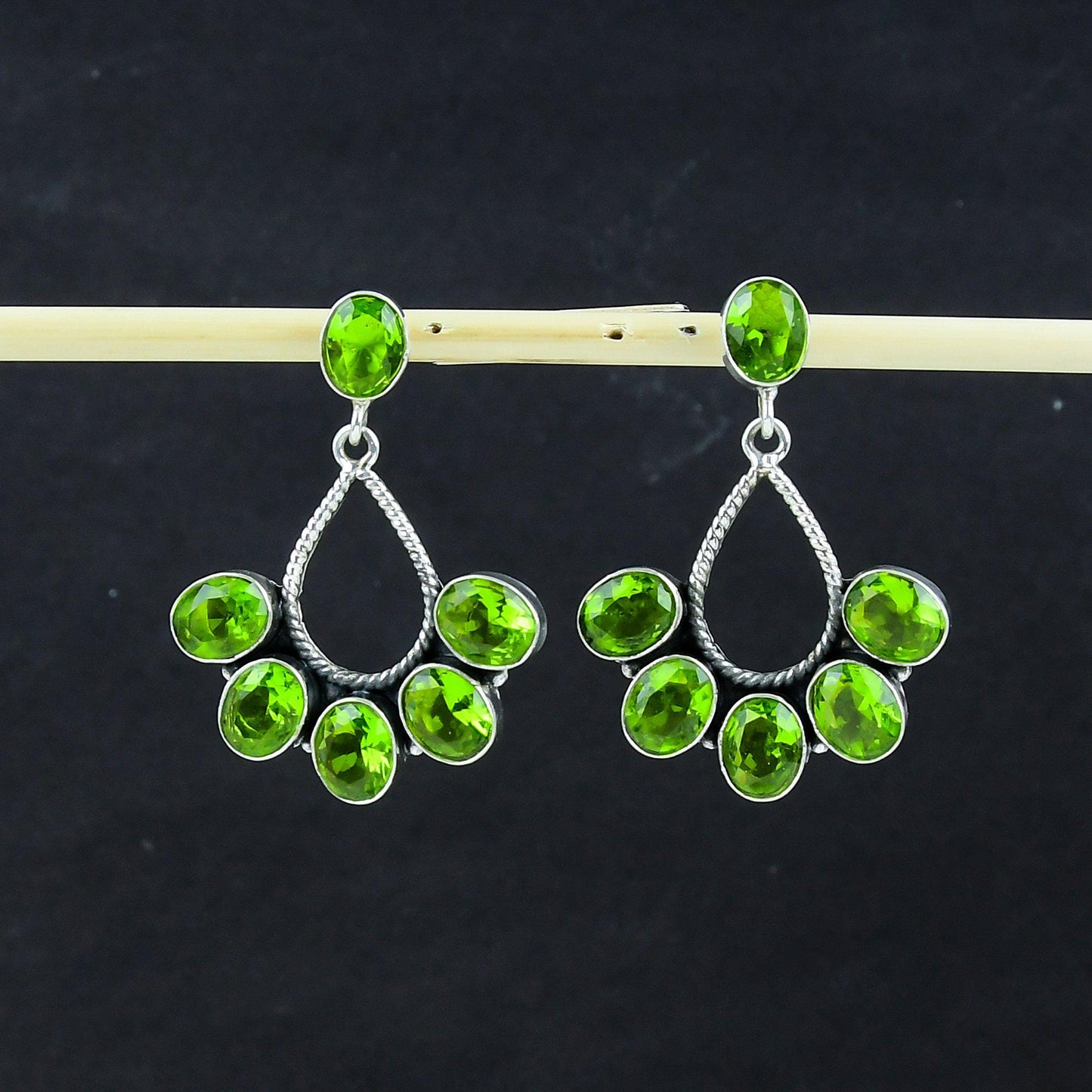Green Peridot Gemstone Earrings