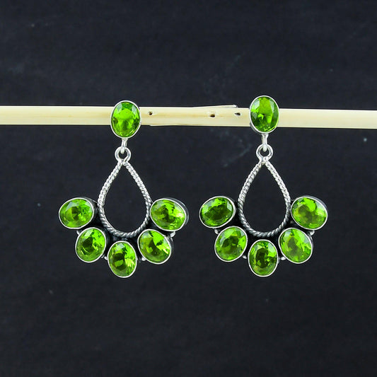 Green Peridot Gemstone Earrings