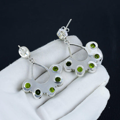 Green Peridot Gemstone Earrings