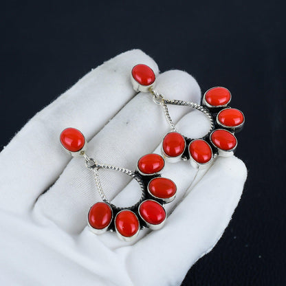 Red Coral Gemstone Earrings