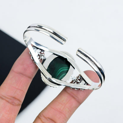 Green Malachite Sterling Silver Cuff Bangle