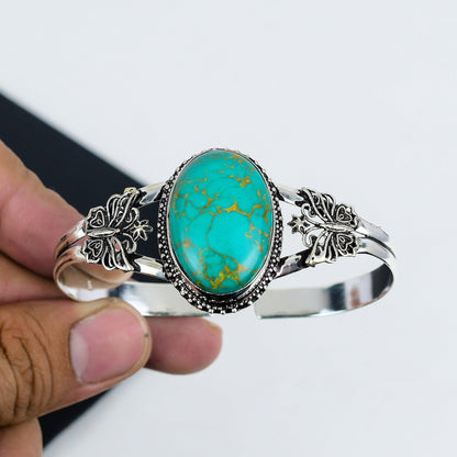 Turquoise Gemstone Sterling Silver Bangle