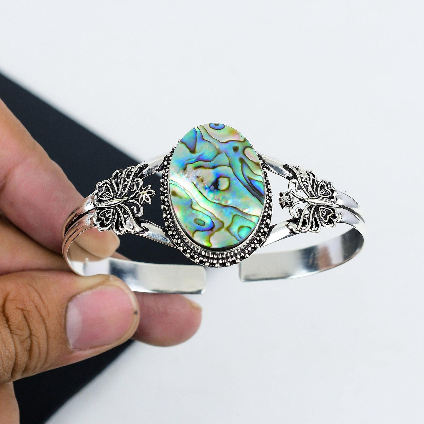 Iridescent Abalone Shell Cuff Bangle