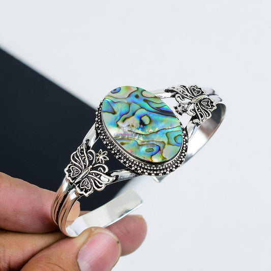 Iridescent Abalone Shell Cuff Bangle