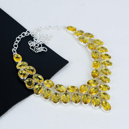 Yellow Citrine Gemstone Necklace