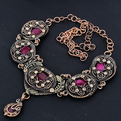 Red Ruby Gemstone Necklace