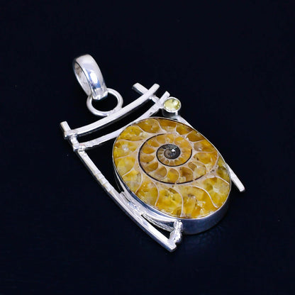 Yellow Ammonite Gemstone Pendant