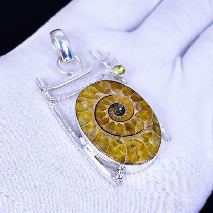 Yellow Ammonite Gemstone Pendant