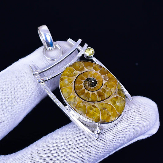Yellow Ammonite Gemstone Pendant