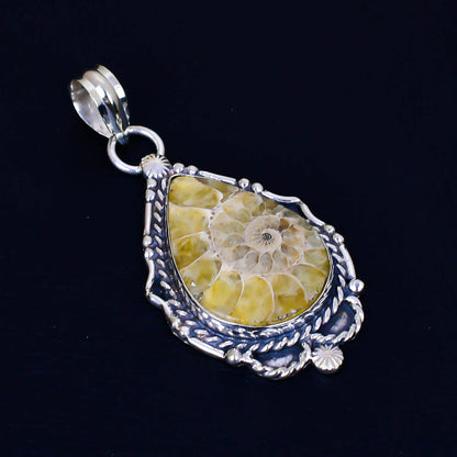 Yellow Ammonite Gemstone Pendant