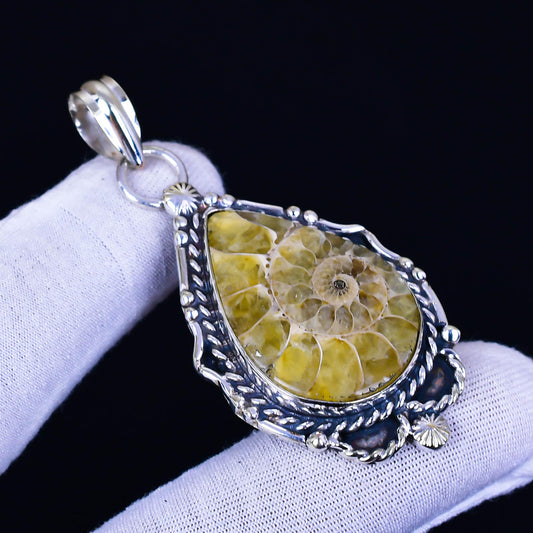 Yellow Ammonite Gemstone Pendant