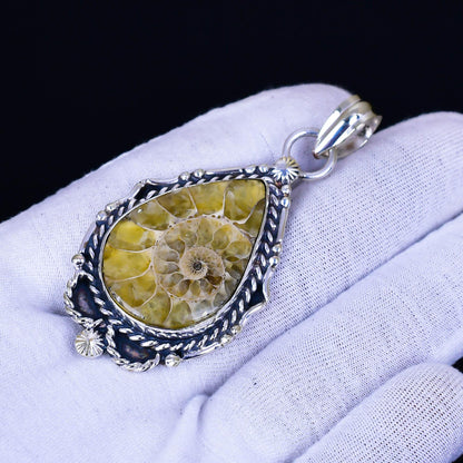 Yellow Ammonite Gemstone Pendant