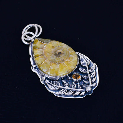Yellow Ammonite Gemstone Pendant