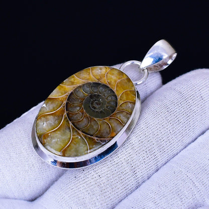 Brown Ammonite Gemstone Pendant