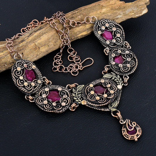 Red Ruby Gemstone Necklace