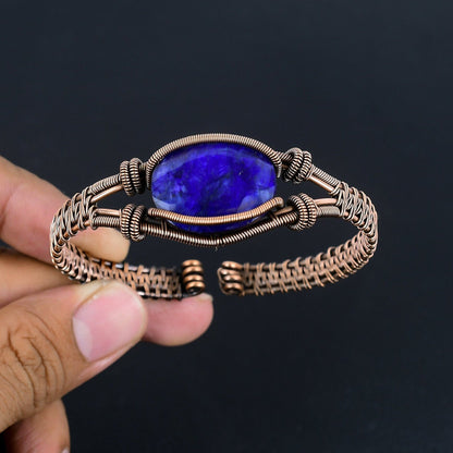 Blue Sapphire Gemstone Cuff Bracelet