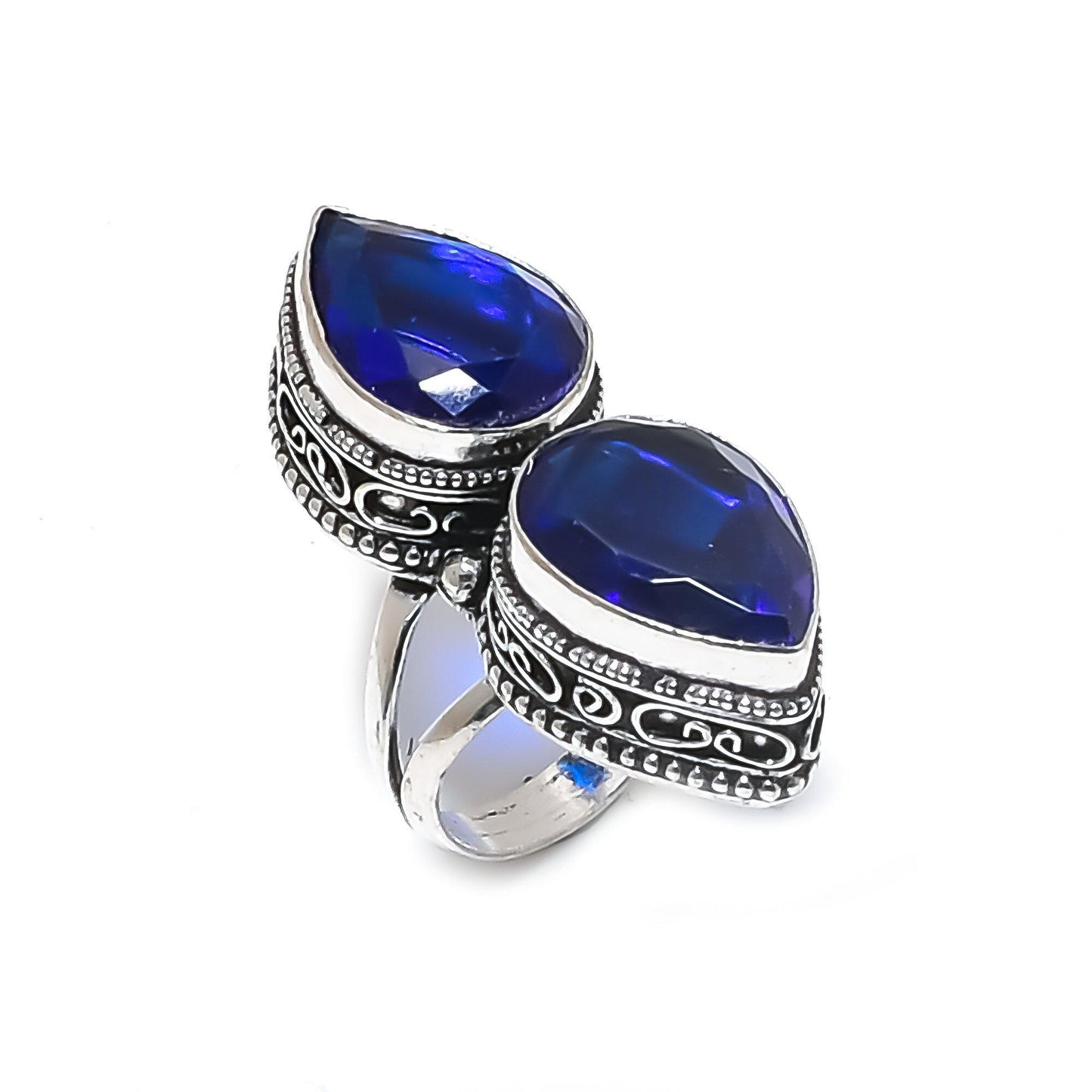 Blue Sapphire Gemstone Teardrop Ring