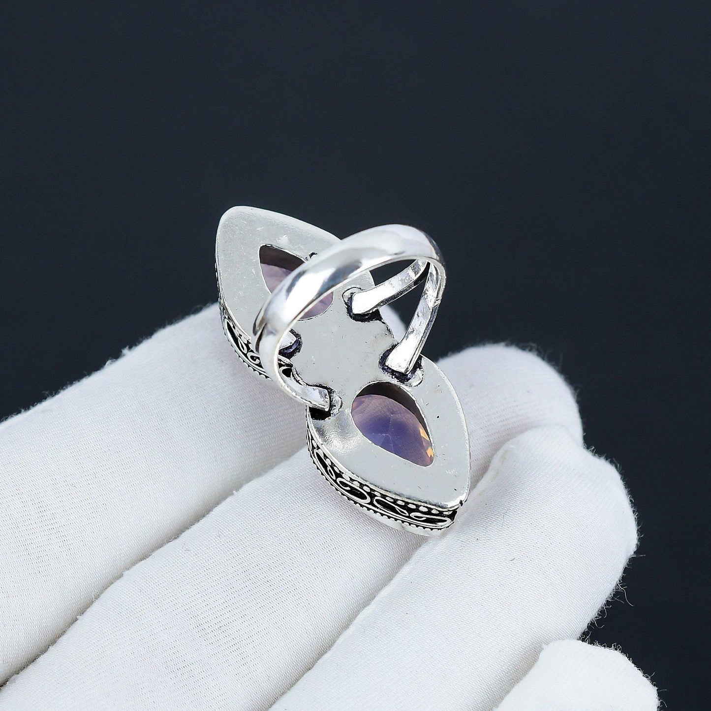 Milky Opal Teardrop Gemstone Ring
