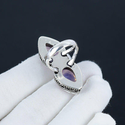 Milky Opal Teardrop Gemstone Ring