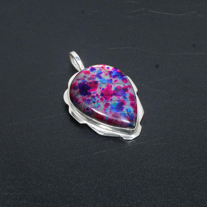 Colorful Multi-Fire Labradorite Silver Pendant