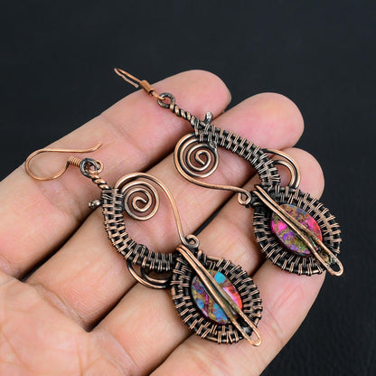 Pink Turquoise Gemstone Earrings