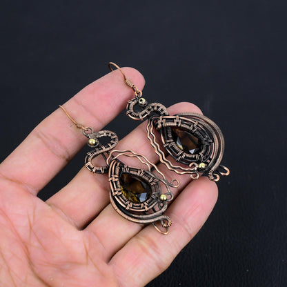 Brown Smoky Topaz Gemstone Earrings