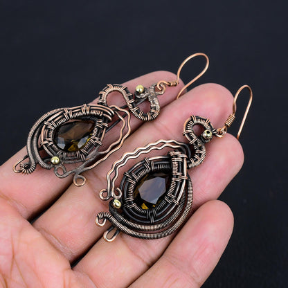 Brown Smoky Topaz Gemstone Earrings