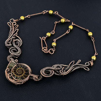 Brown Ammonite Gemstone Necklace