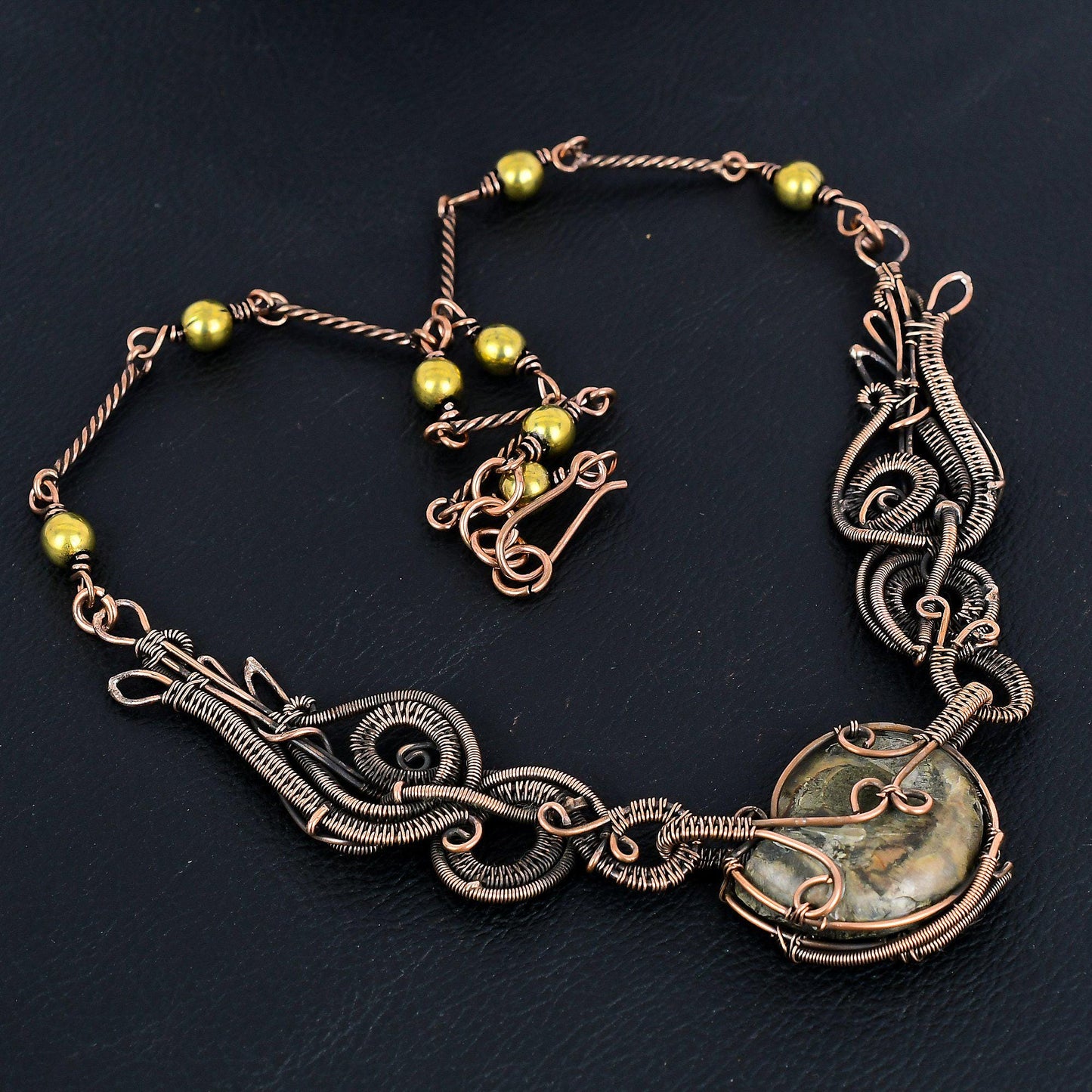 Copper Ammonite Gemstone Necklace