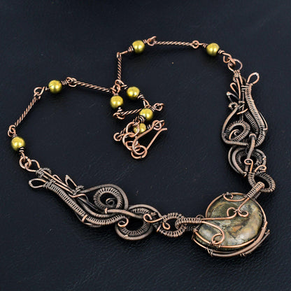 Copper Ammonite Gemstone Necklace