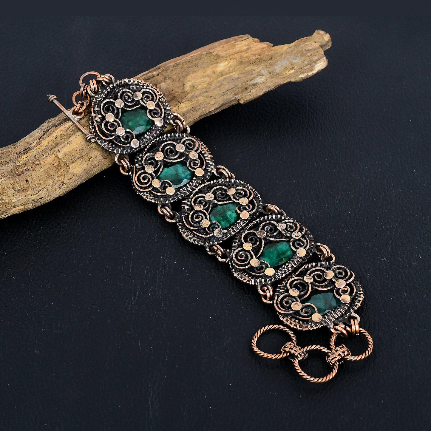 Green Emerald Gemstone Bracelet