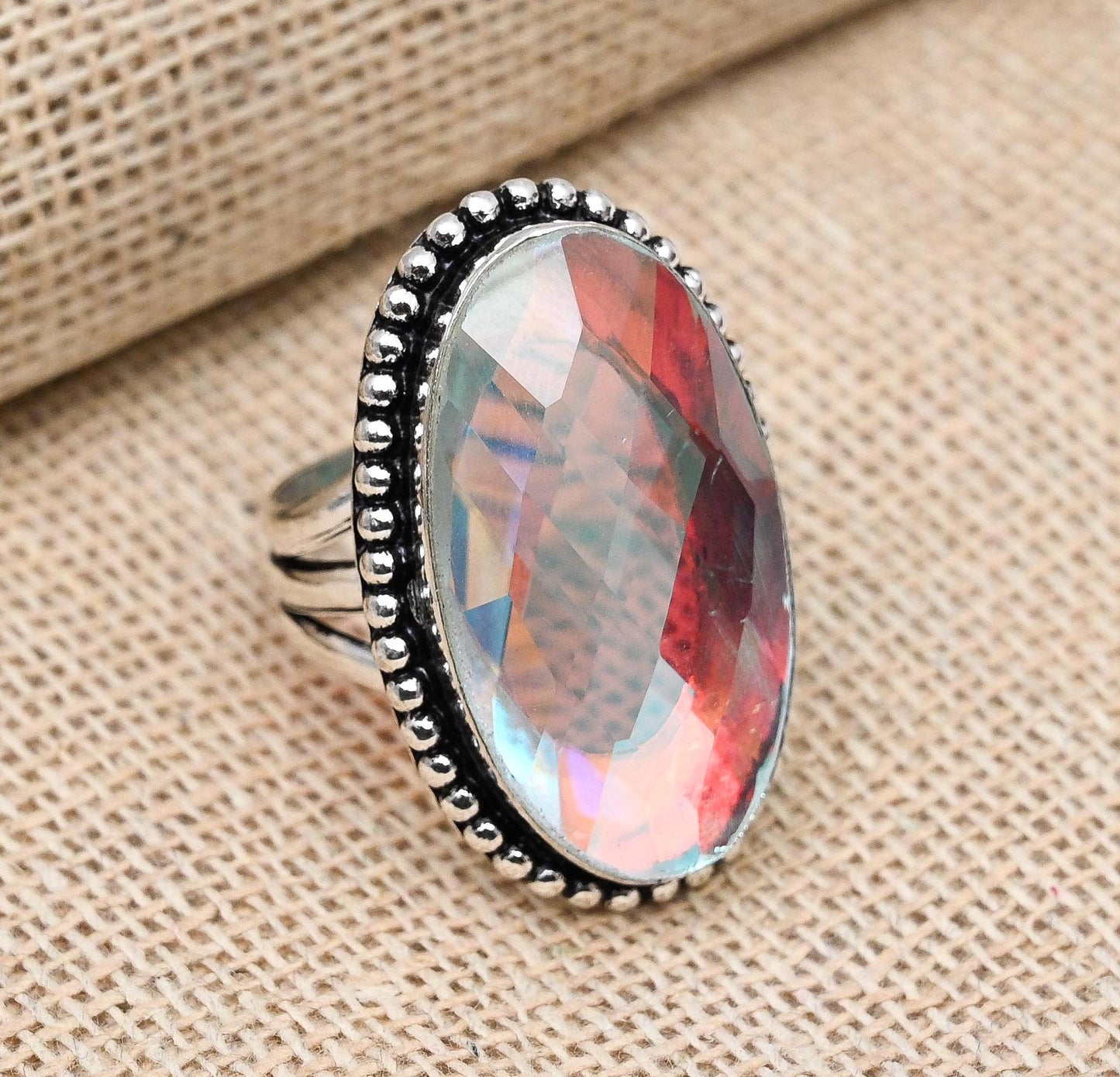 Mystic Topaz Sterling Silver Ring