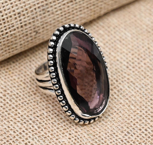 Purple Amethyst Silver Ring