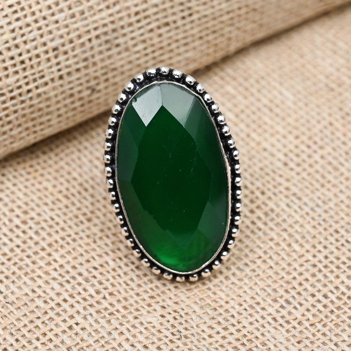 Green Onyx Sterling Silver Ring