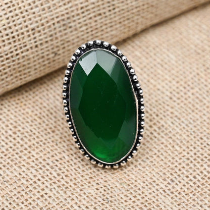 Green Onyx Sterling Silver Ring