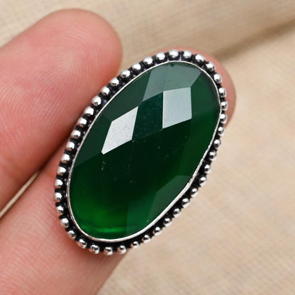 Green Onyx Sterling Silver Ring