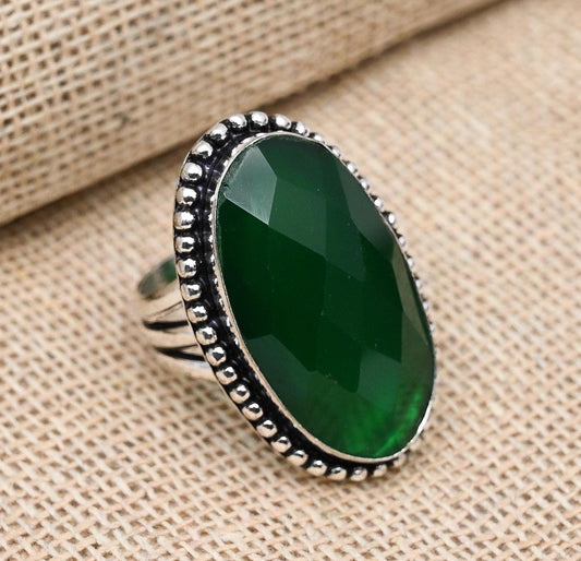 Green Onyx Sterling Silver Ring