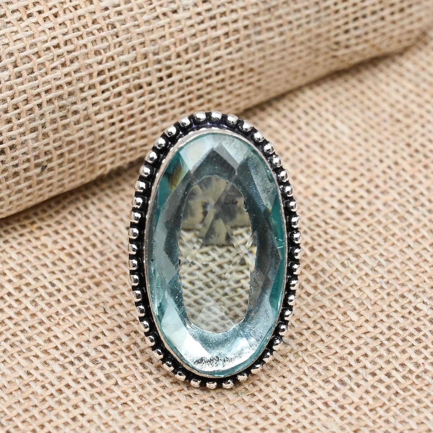 Aqua Apatite Gemstone Ring