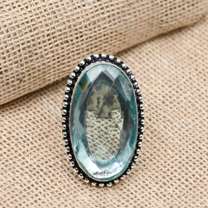 Aqua Apatite Gemstone Ring