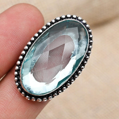 Aqua Apatite Gemstone Ring