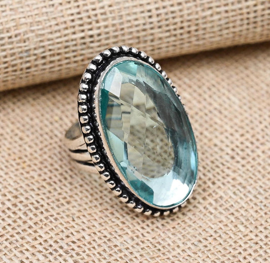 Aqua Apatite Gemstone Ring