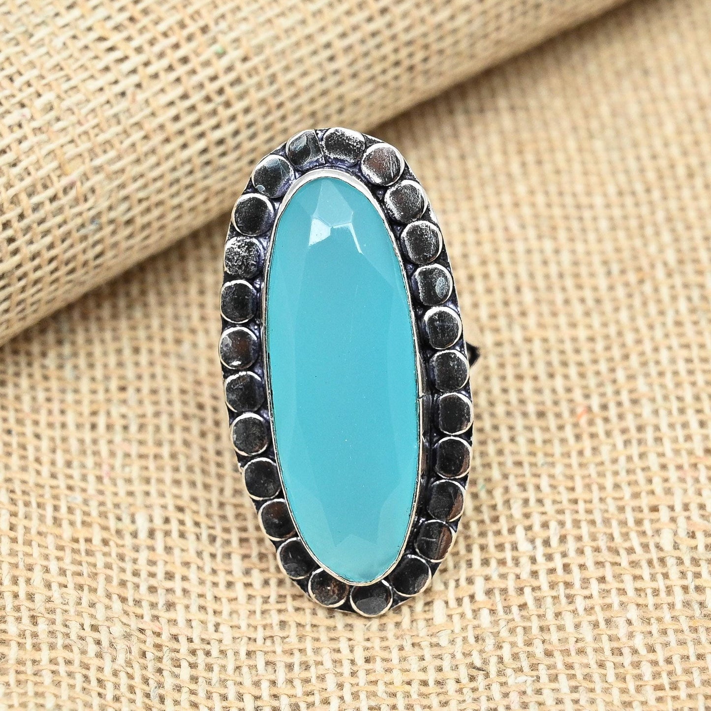 Blue Chalcedony Sterling Silver Ring
