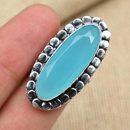 Blue Chalcedony Sterling Silver Ring