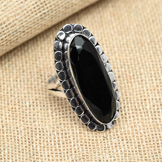 Black Spinel Sterling Silver Ring