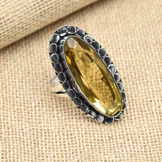 Yellow Citrine Sterling Silver Ring