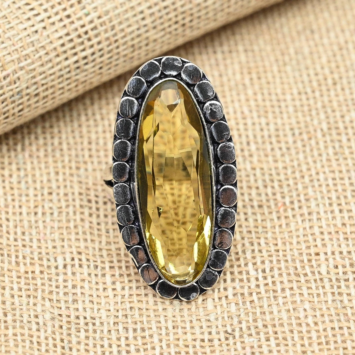 Yellow Citrine Sterling Silver Ring